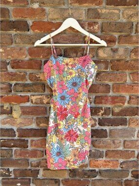 Lelis Collection Floral Colorful waist cut out Dress Mini summer size Small